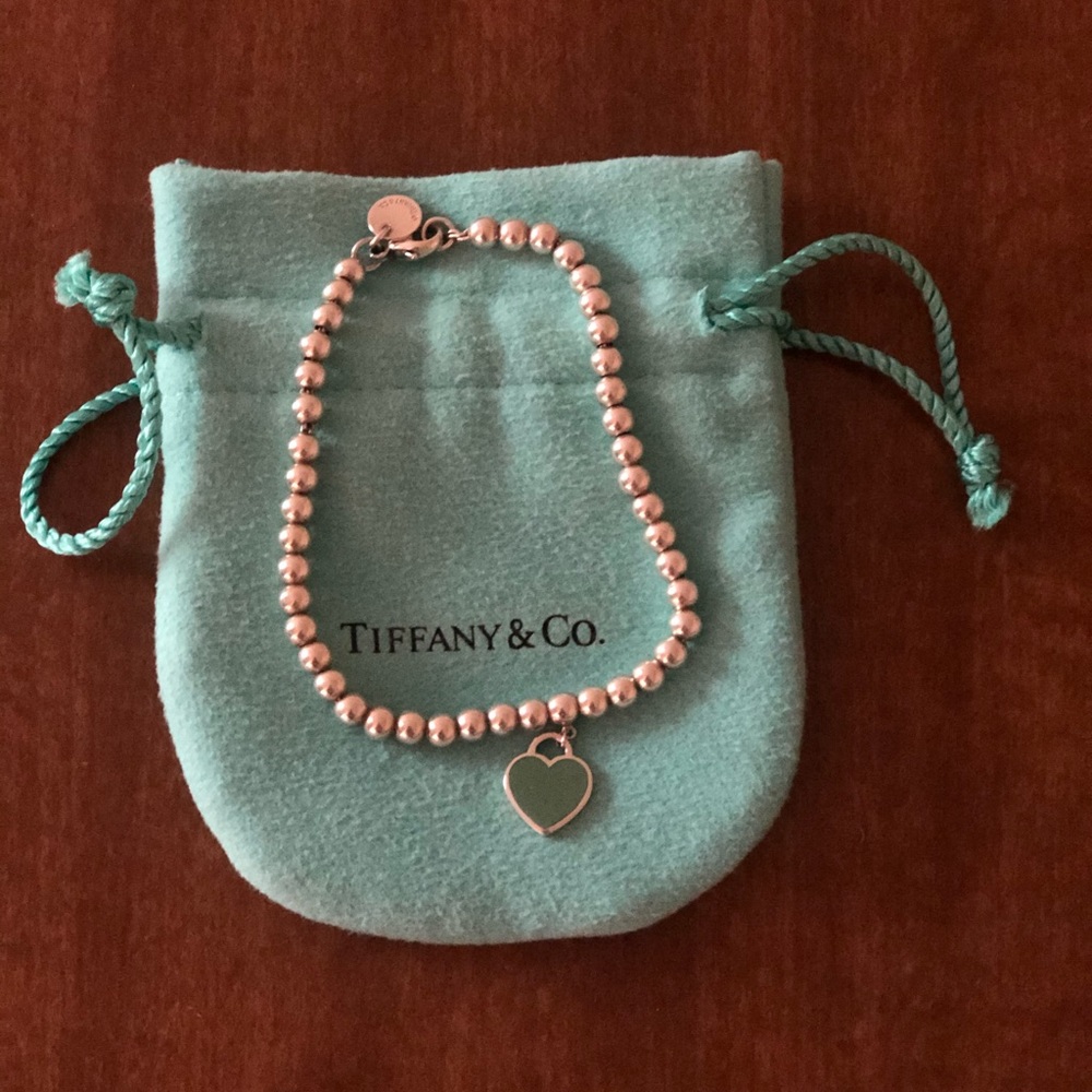 Tiffany Blue Heart Tag Bead Bracelet